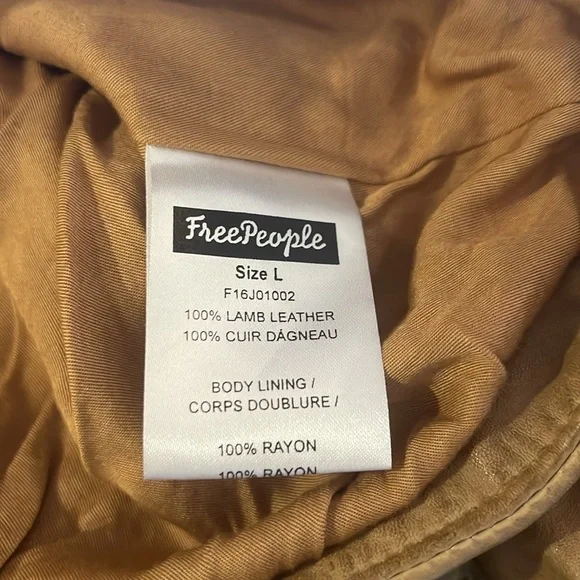 Free People bronze real lamb leather jacket Sz L NWOT - Picture 13 of 14